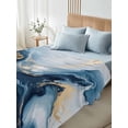 thumbnail image 4 of Navy Blue Marble California King Size Flat Sheet, Wrinkleproof & Fadeproof Cooling Flat Bed Sheet Only, Modern Abstract Ink Painting Breathable Soft Bedding Top Sheets 108 x 98 Inches, 4 of 8