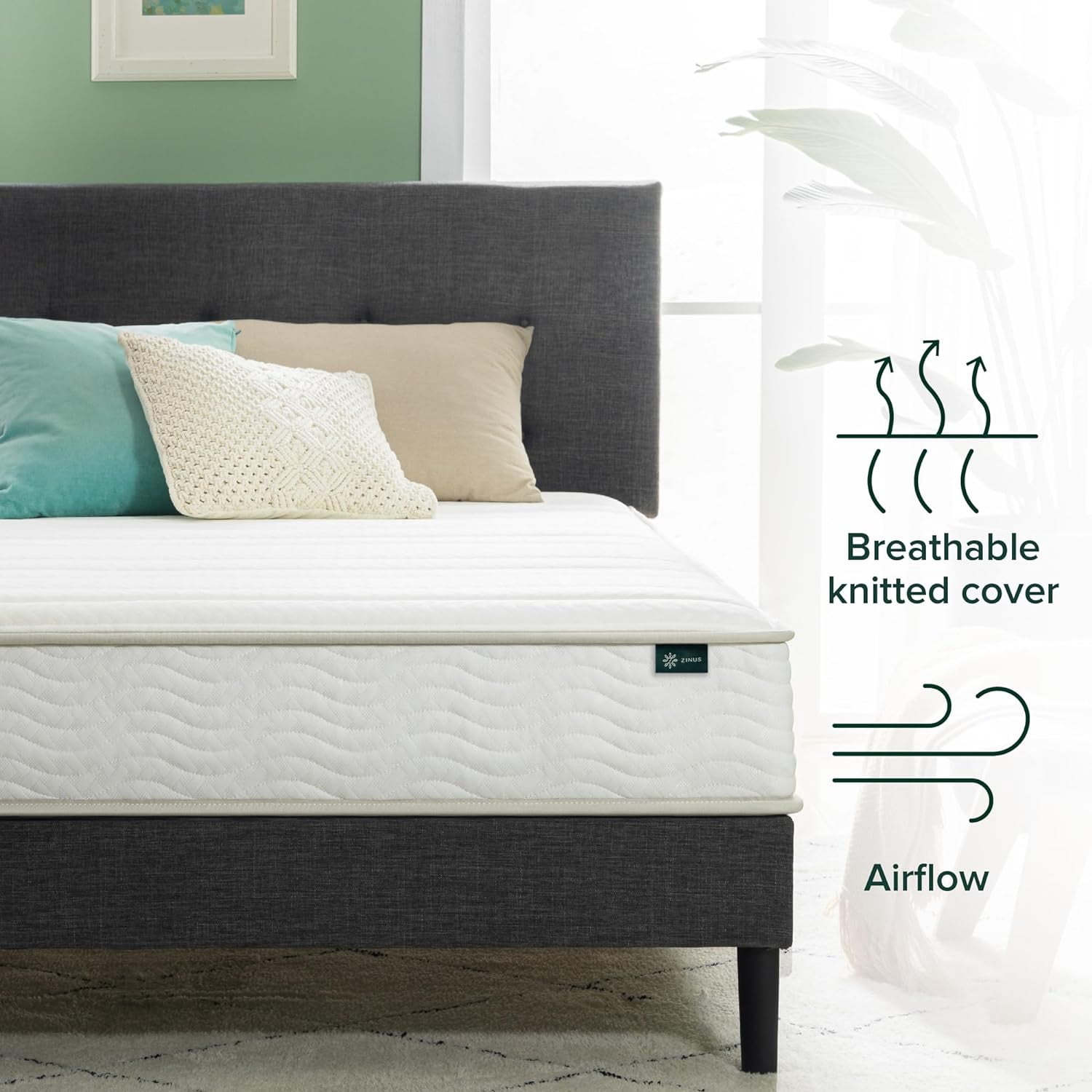 Zinus 8 inch Twin Hybrid Mattress, Medium Firmness, Fiberglass Free, Durable Support, Mattress in a Box