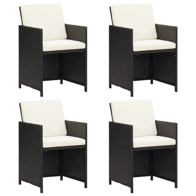 vidaXL Garden Chairs 4 pcs Poly Rattan Black