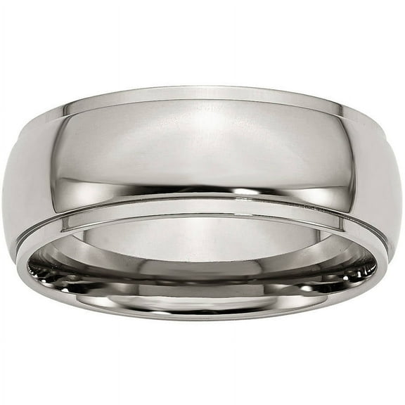 Titanium Ridged Edge 8mm Polished Band