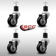 thumbnail image 2 of 3 Inch SS Black Poly Wheel Swivel 1-7/8 Inch Expanding Stem Caster Set SCC, 2 of 2
