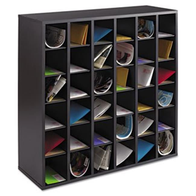 Wood Mail Sorter with Adjustable Dividers, Stackable, 36 Compartments, Black