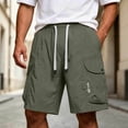 thumbnail image 5 of Riecok Men Cargo Shorts with Pockets Elastic Waist Drawstring Quick Dry Workout Shorts Solid Summer Hiking Clothes, 5 of 8