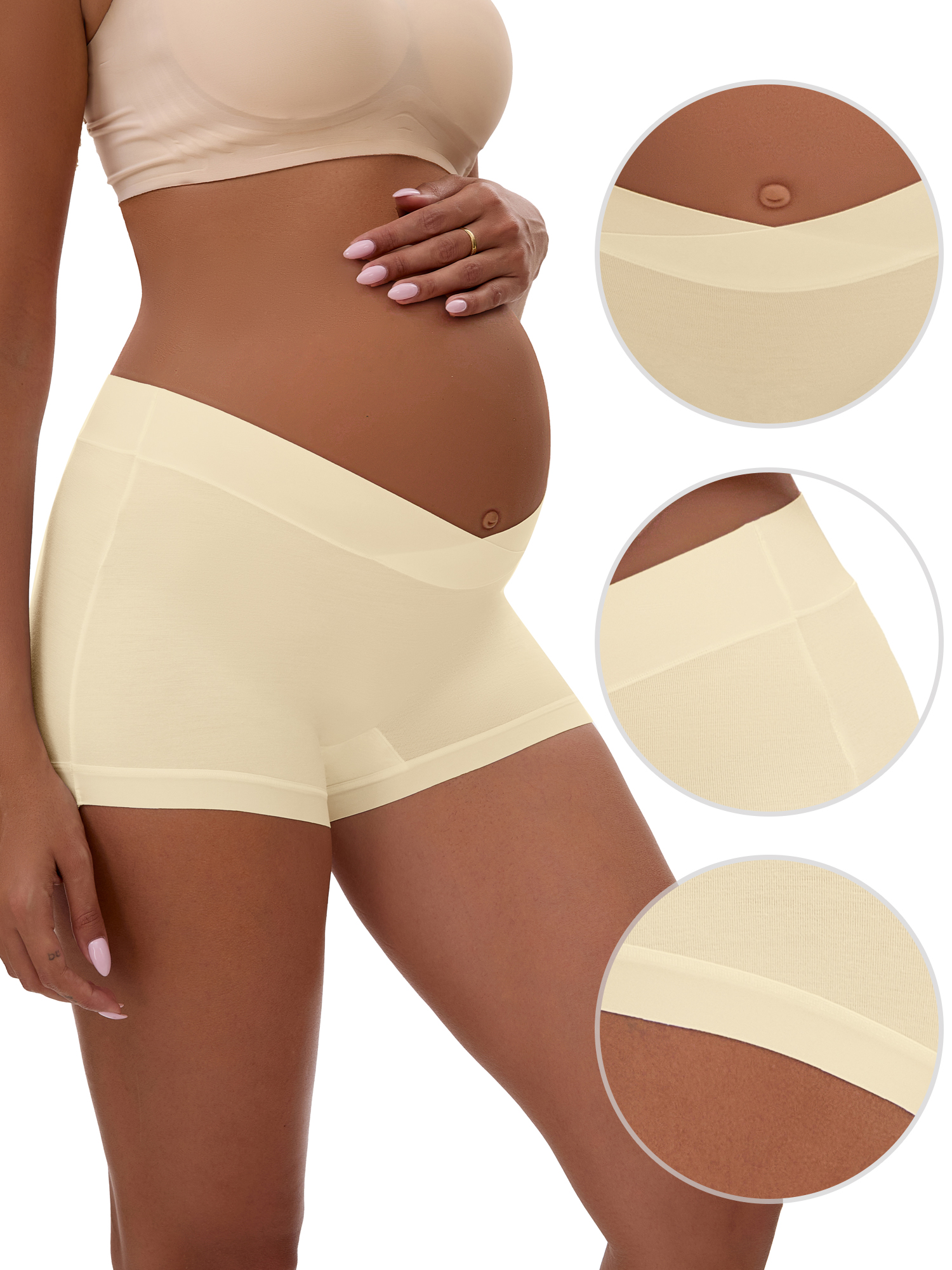 Unique Bargains Women's Low Waist Pregnancy Seamless Ladies Panties 3XL Beige