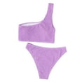 thumbnail image 3 of One Shoulder Swimsuits for Women,Textured Stretch Fit Bikini Sets,Seamless Bras and Cheeky Briefs, 3 of 6