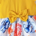 thumbnail image 7 of Toddler Girl Dresses Baby Girls Sweet Floral Dress With Ruffled Hem Headscarf Summer Casual Outfit Baby Girl Dress Yellow 2 Years-3 Years, 7 of 7