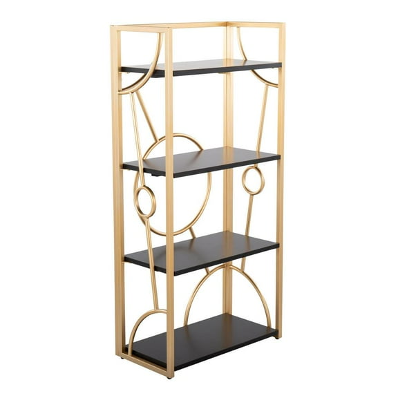 LumiSource Gold Metal, Black MDF Constellation Bookcase