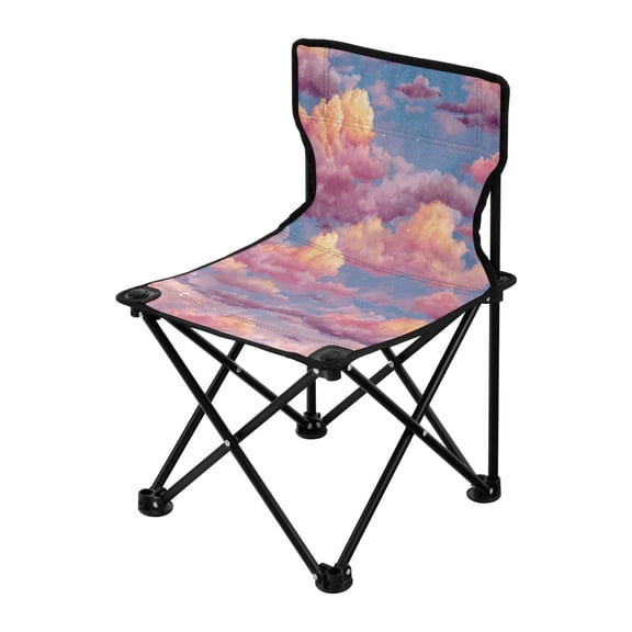 Outdoor Folding Chair 14.46x14.46x22.83 Inches, Camping Folding Chair Easy to Carry Ideal for Outdoor Picnics Camping Park Fishing Cartoon Pink Sky