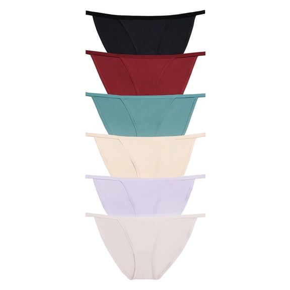 Nabtos Women's Plus String Bikini Panties Nylon Sports Silky Underwear Low Rise Cotton Liner 6 Pack X-Large