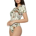 thumbnail image 2 of The Xecao Mushroom Garnish Women's Crew Neck Body Suit, a short-sleeved bodysuit and basic swimsuit, both comfort and style for dating and daily life, 2 of 9