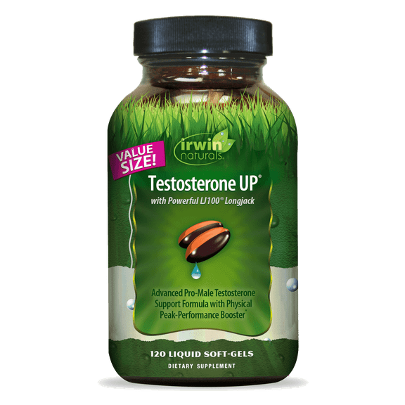 Irwin Naturals Testosterone UP – 120 Liquid Soft-Gels – Male Vitality & Performance Support