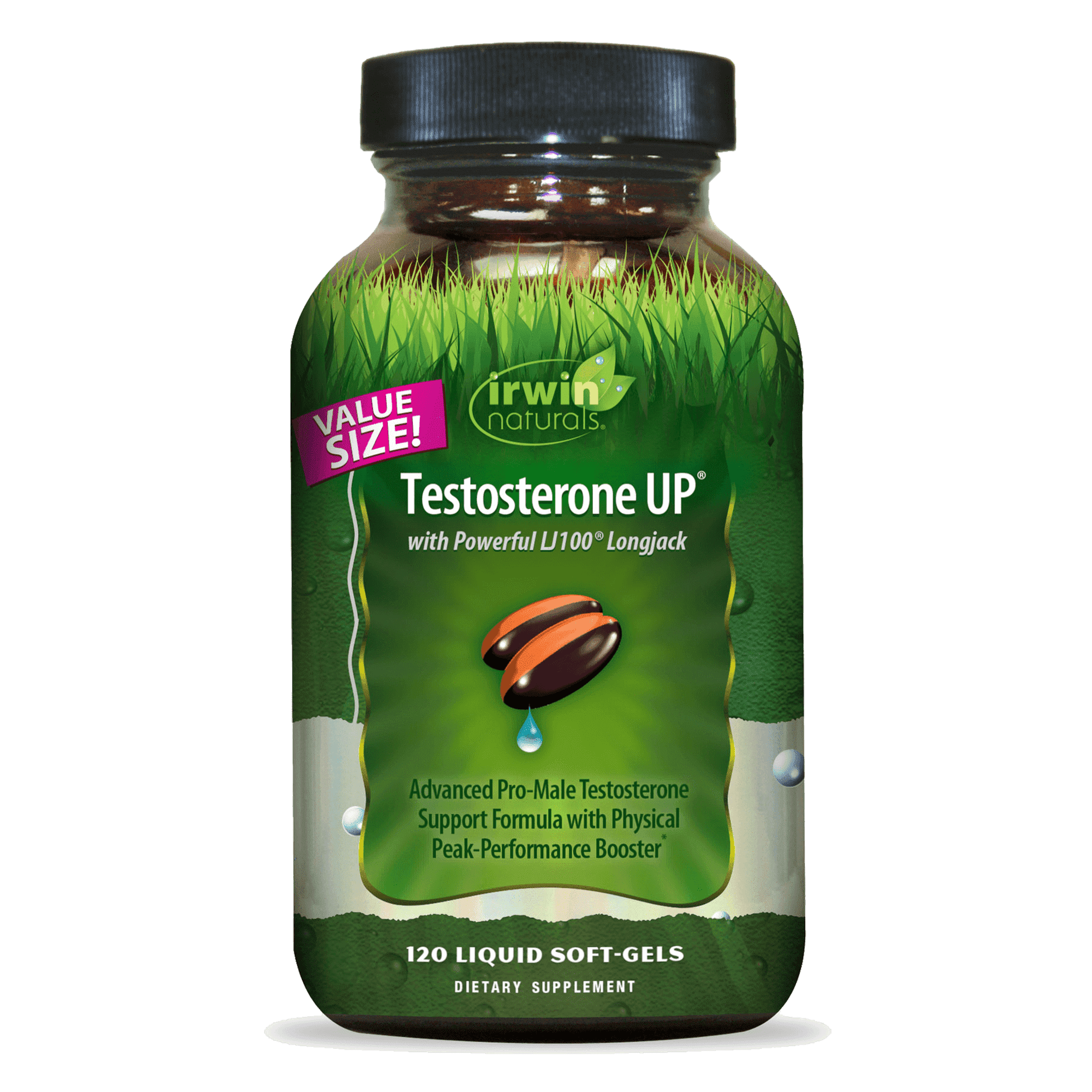 Irwin Naturals Testosterone UP – 120 Liquid Soft-Gels – Male Vitality & Performance Support