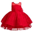 thumbnail image 3 of Gubotare Christmas Dress Toddler Butterfly Tutu Dress Girls Square Neck Layered Tulle Dresses Fluffy Birthday Party Wedding Princess Fairy Skirt Size 8-9(Red,8-9 Years), 3 of 9