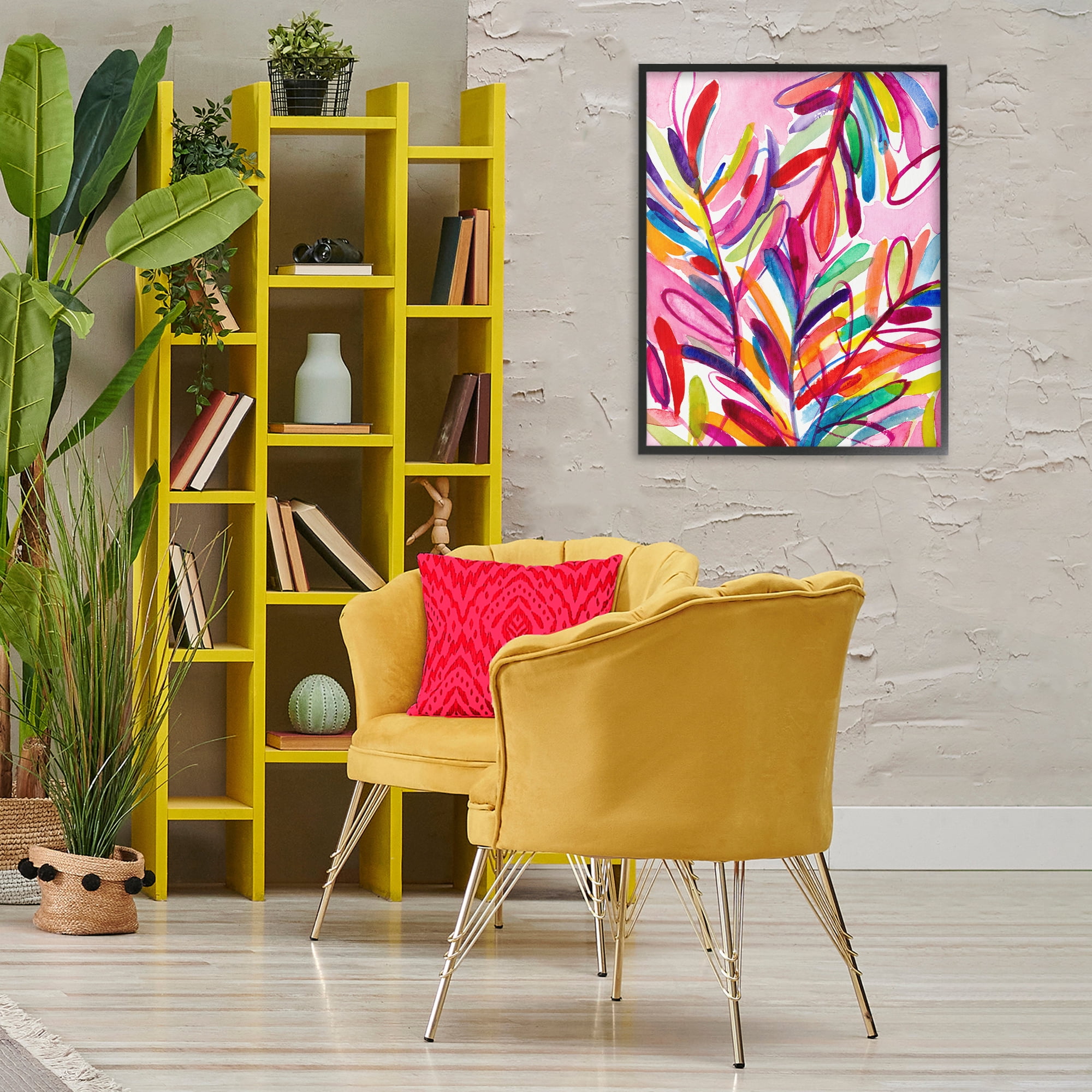 Stupell Industries Bold Tropical Leaves Botanical & Floral Painting Black Framed Art Print Wall Art, 24 x 30
