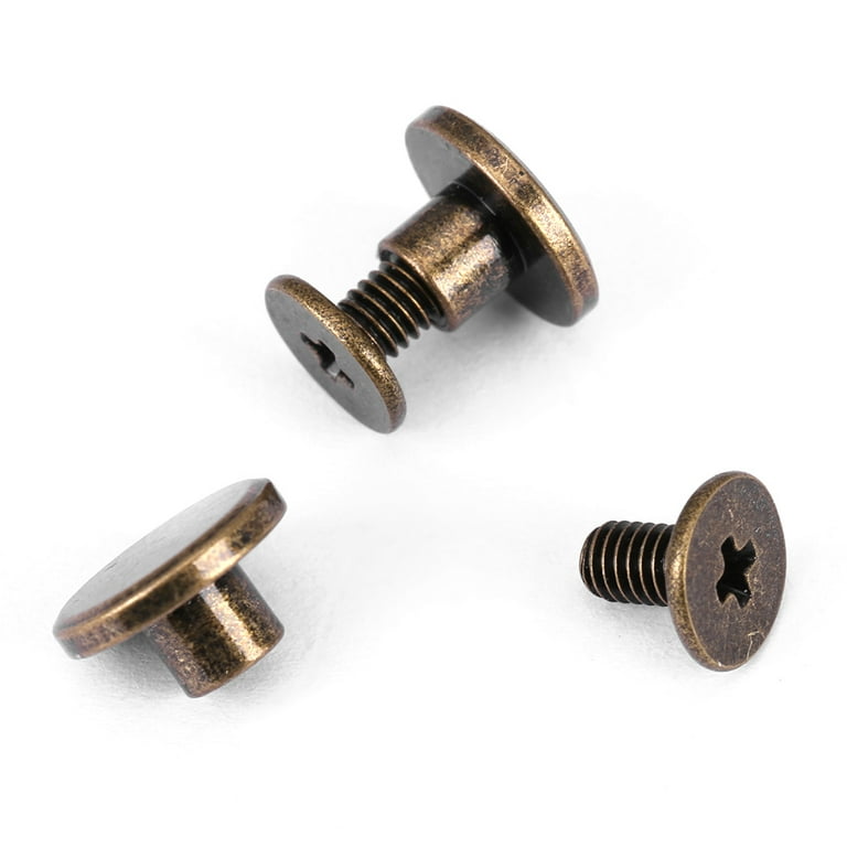 EXCEART 120 Sets Accessories Nails Brass Rivets for Leather Work Button  Studs Rivets Brass Knobs Brass Studs Belt Screws Copper Rivets Leather  Rivets