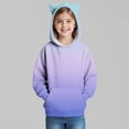 thumbnail image 3 of BFHHYA Kids Gradient Color Hoodie Boys Girls Cat Ear Hooded Long Sleeve Sweatshirt Solid Casual Athletic Pullover Top for Family Trips(3-14Y), 3 of 6