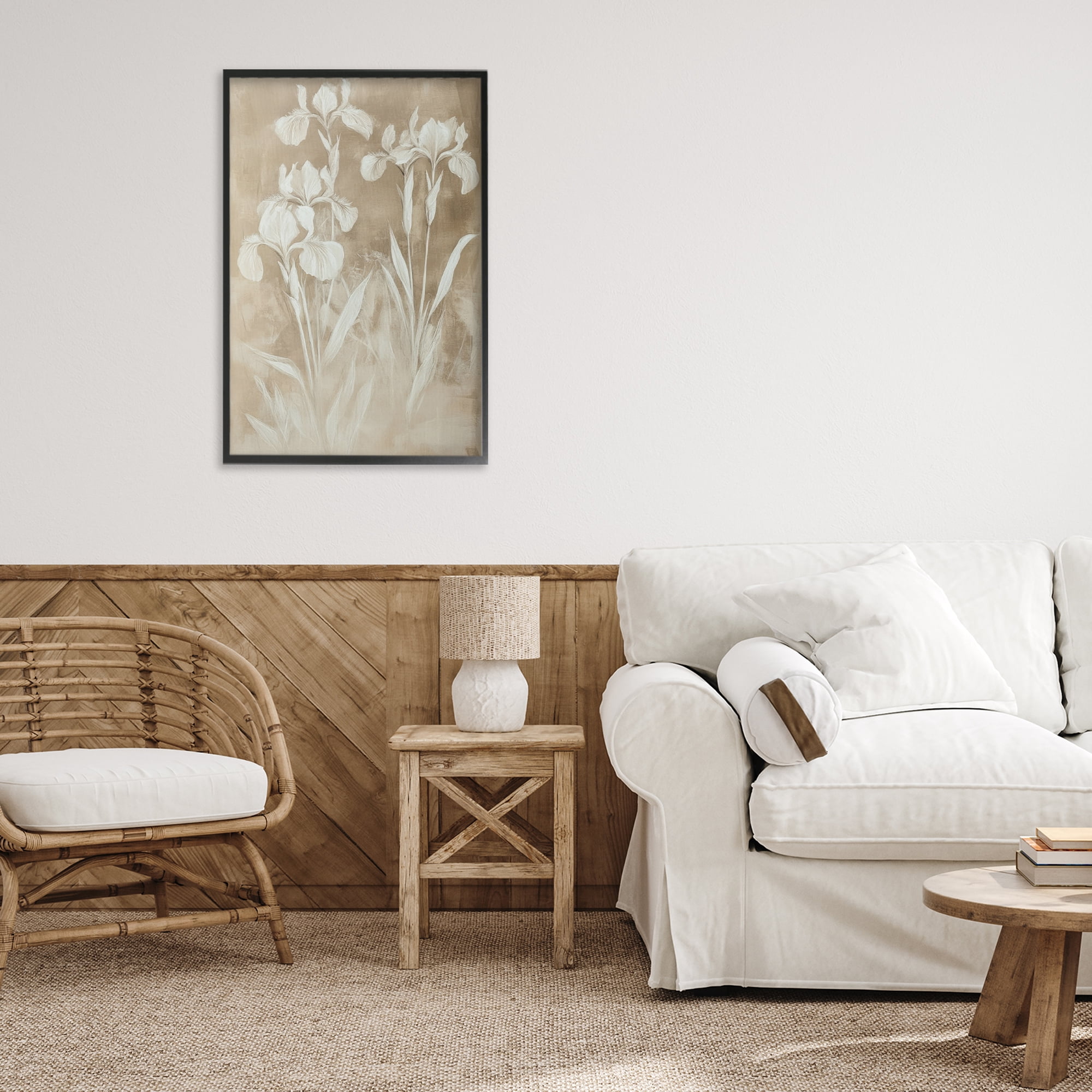 Stupell Industries Neutral Iris Botanical Study Black Framed Giclee Art, design by Petal Prints Design