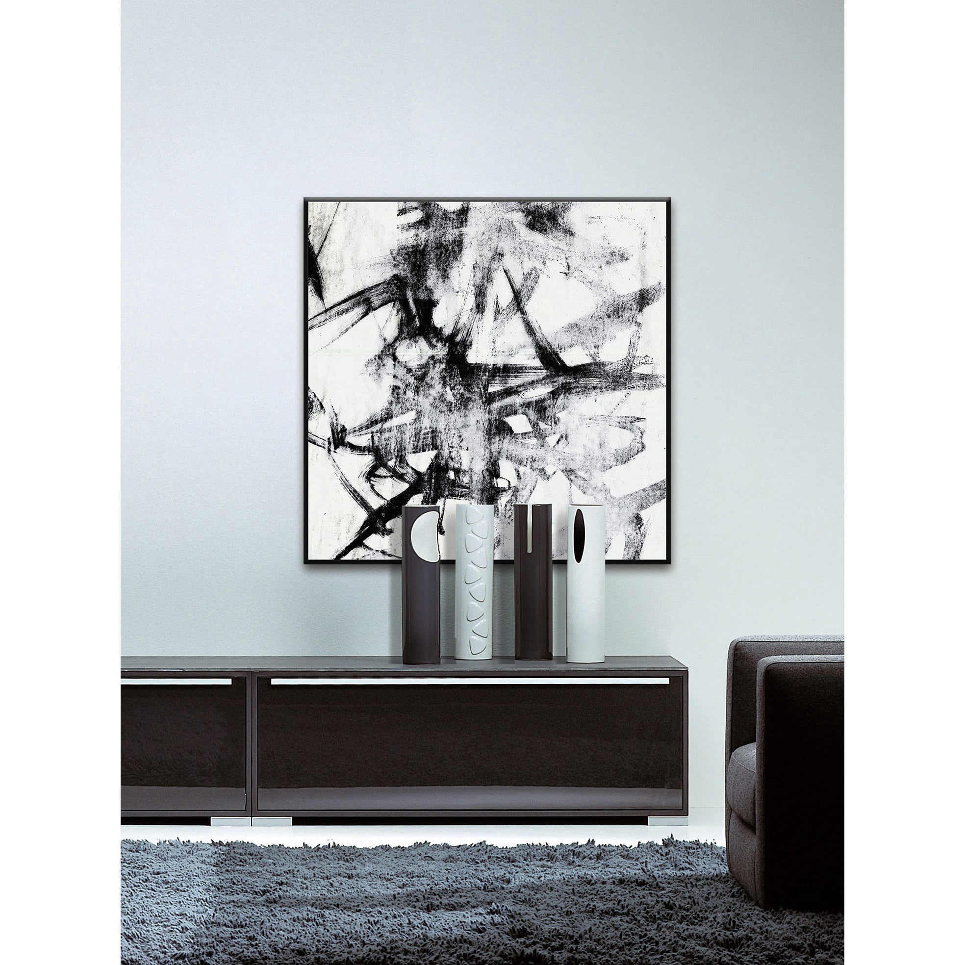 Monotype Scribble II Floater Framed Painting Print on Canvas