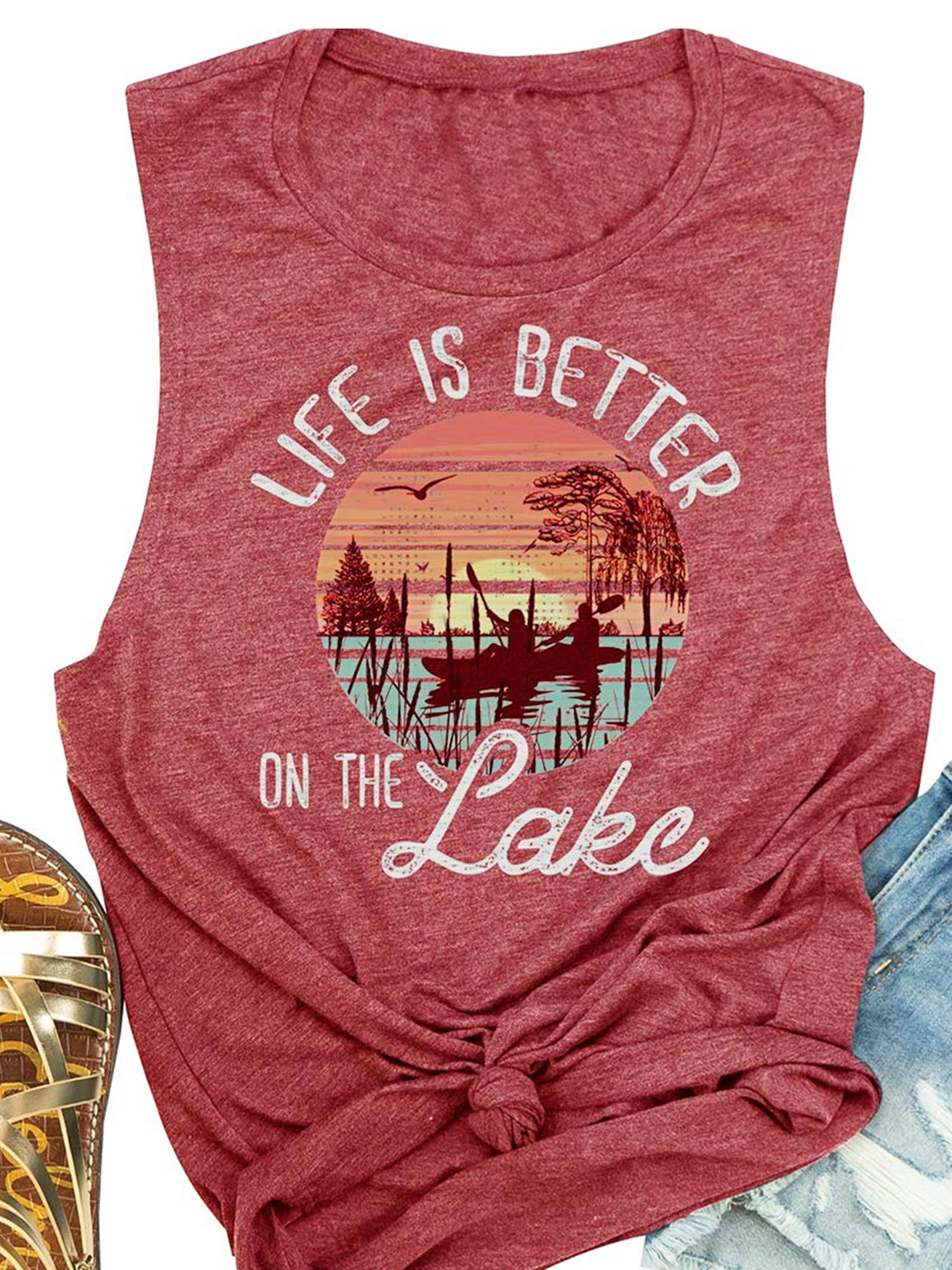 Women Funny Graphic Sleeveless Shirt 