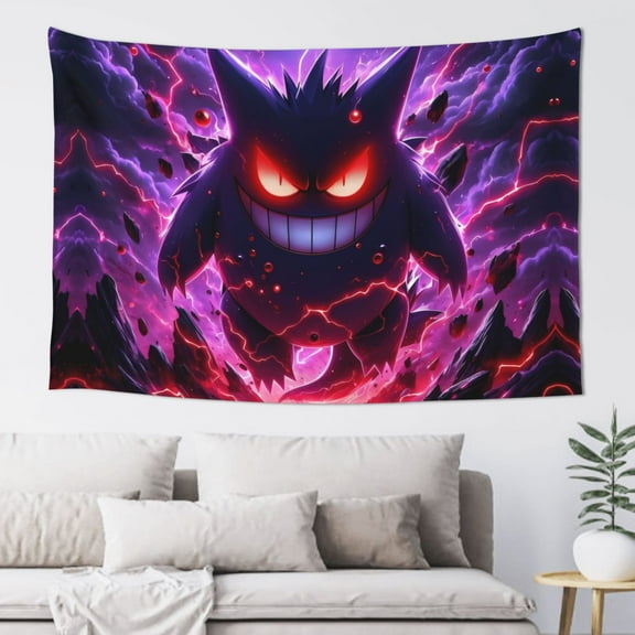 Gengar Tapestry Wall Hanging Home Decoration Wall Blanket Dormitory Living Room Bedroom Backdrop Poster( 60x40inch)