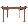 thumbnail image 6 of VEIKOUS 12'x10' Cedar Wood Pergola W/ Flat Roof and Ground Stakes for Outdoor Patio, Garden, Deck, Brown, 6 of 11
