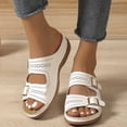 thumbnail image 6 of Hurxie Womens Wedge Sandals Leather, Comfortable Slip On Slides Dressy, Orthopedic Sandals for Women, Open Toe Casua Arch Support Platform ladies Sandal White 6.5, 6 of 8