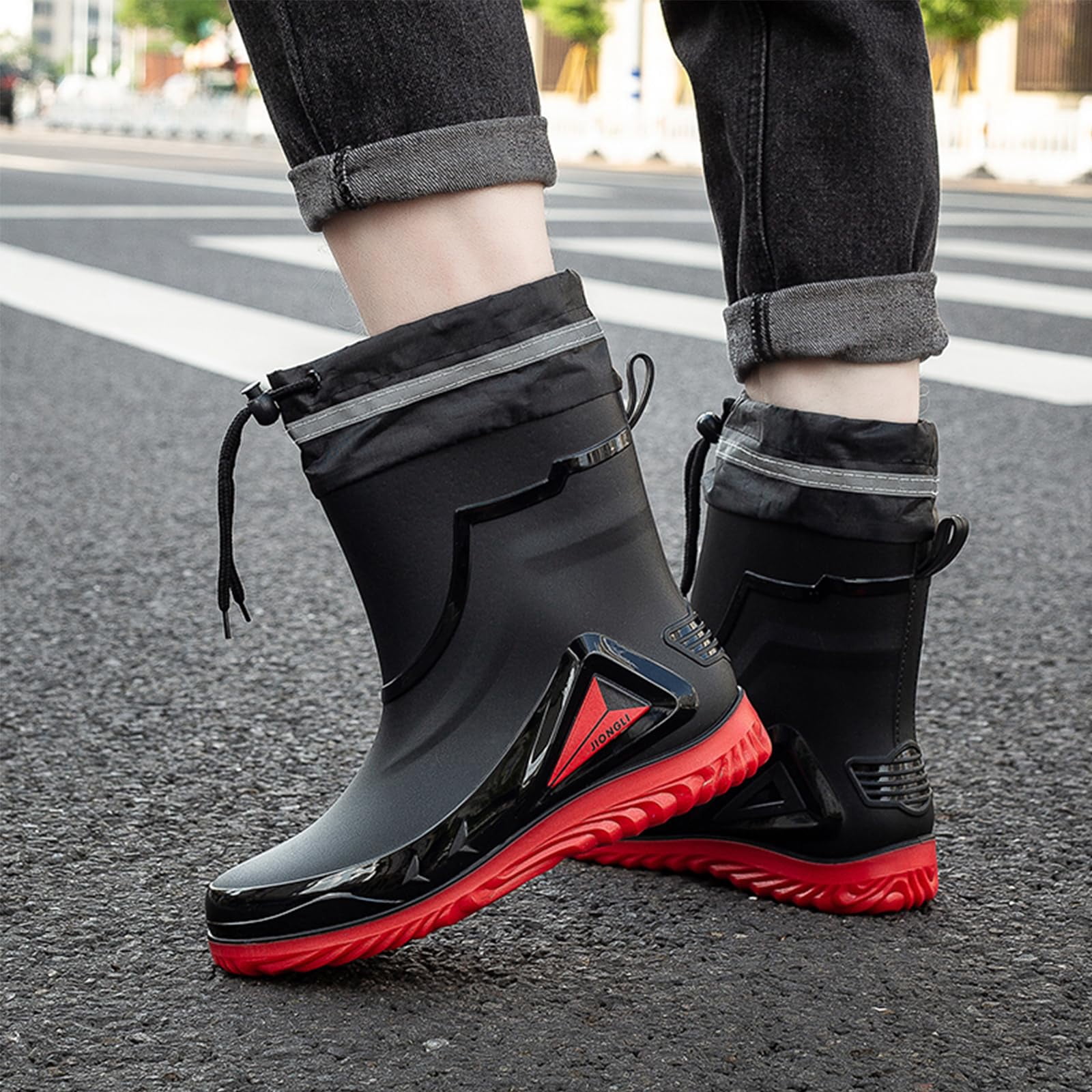 AUXDIQ Men Rain Boots Outdoor Garden Boots Waterproof Ankle Rain Shoes