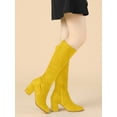 thumbnail image 2 of BLISSFUL STEP Valentine's Women's Knee High Boots Side Zipper Faux Suede Block Chunky Heels Yellow 5.5, 2 of 7