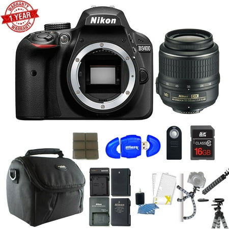 Nikon D3400 24.2 MP Digital SLR Camera with 18-5mm VR lens with 16GB MC | DSLR Bag | Flexible Mini Tripod |