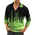 thumbnail image 1 of Camisa de hombre de manga larga con cuello vuelto, blusa informal con botones, tops degradados en 3D ajustados Odeerbi ODB-2, 1 of 8