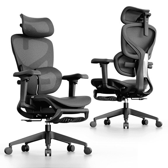 OTO Zenpex Ergonomic Mesh Office Chair, 1.96" Adjustable Seat Depth, Dynamic Lumbar Support, Extensible Footrest, Up to 300 lbs, 135° Recline Backrest for Home, Gaming & Executive Office