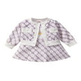 thumbnail image 1 of Ensemble de Mode pour Bébés Filles 2 Pcs, Cardigan à Manches Longues à Imprimé Floral avec Boutons et Robe Midi Évasée Ample Sans Manches à Col Taille Haute, 1 of 9