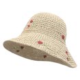 thumbnail image 1 of Sombrero de pescador con forma de cereza, bonito sombrero de pescador con circunferencia de cabeza de 56 a 58 cm, sombrero de protección solar para mujer, sombrero de paja para playa y, 1 of 5