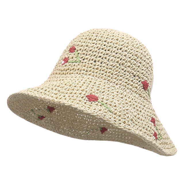 Sombrero de pescador con forma de cereza, bonito sombrero de pescador con circunferencia de cabeza de 56 a 58 cm, sombrero de protección solar para mujer, sombrero de paja para playa y