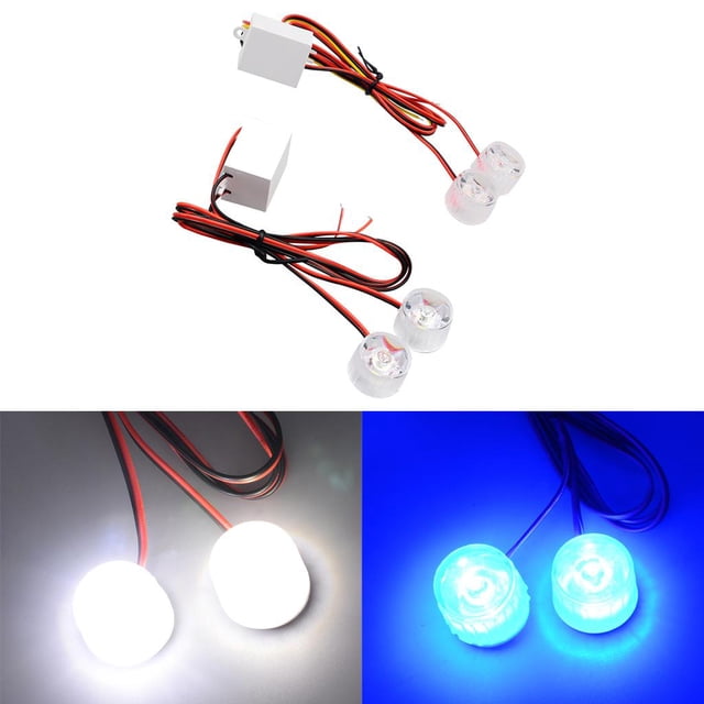 de 2 Luces Antiniebla de Advertencia de Seguridad LED Estroboscópicas Intermitentes de Blancas Y Azules DYNWAVEMX Luz estroboscópica LED