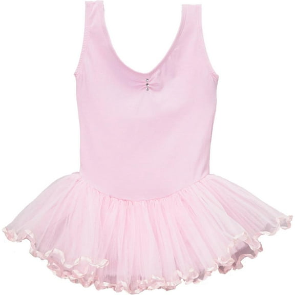 Wenchoice Girl's Pink Rhinestone Skirted Leotard XL(7T-8T)