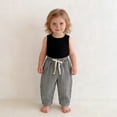 thumbnail image 2 of oqasdz Kids Baby Girls and Boys Solid Color Striped Elastic Waist Pants School and Playwear Versatile Casual Outdoor, 2 of 6