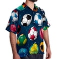 thumbnail image 2 of Football Men's Short Sleeve Button Down Casual Beach Printed Shirts, 2 of 6