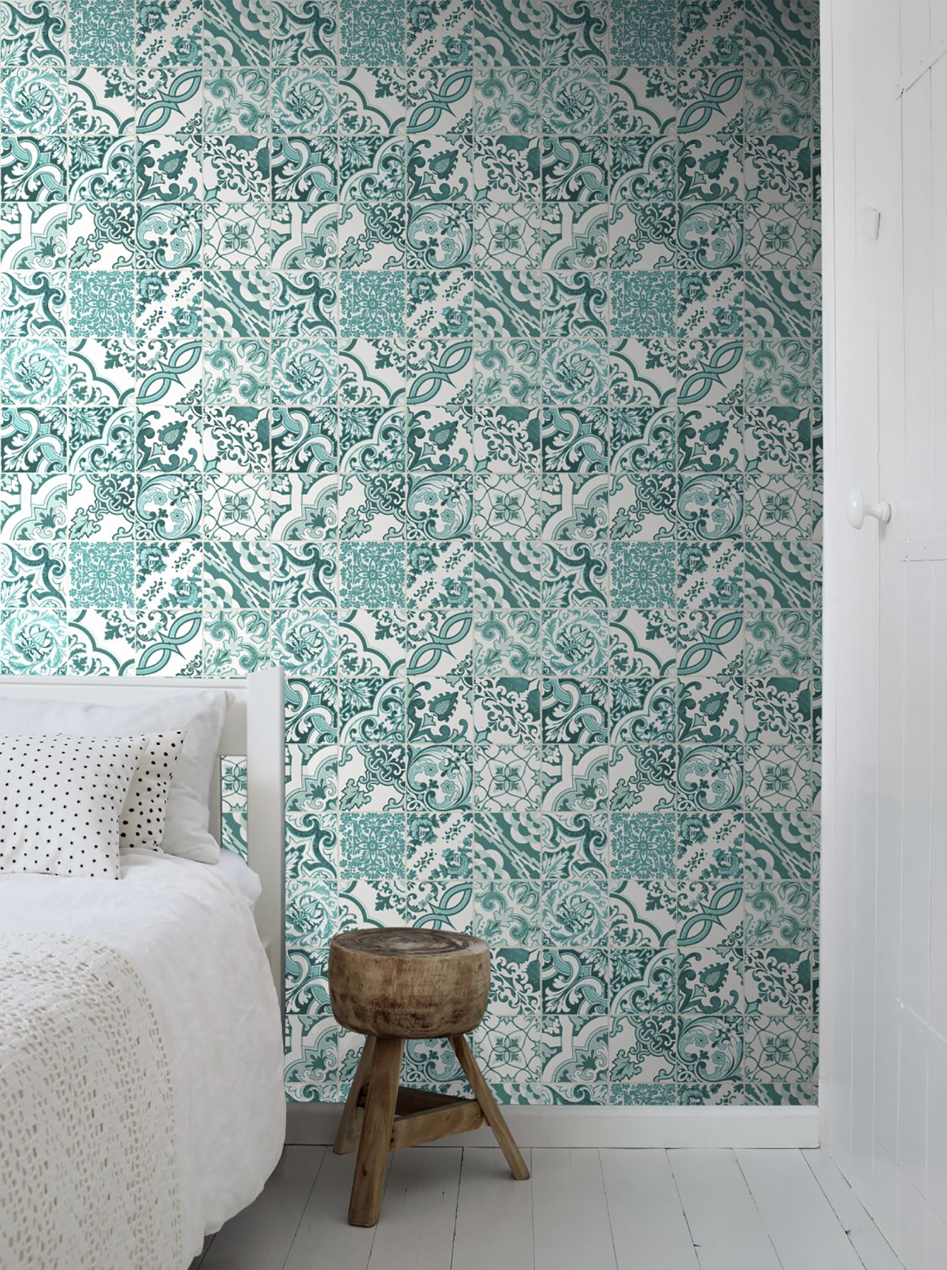 ESTA Home Cohen Turquoise Tile Wallpaper, 20.5-in by 33-ft