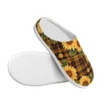 thumbnail image 3 of Lsque Yellow Black Plaid Sunflower Pattern Womens Comfort Cotton on Scuff With Memory Foam and Anti-skid Sole Slipper-42/43, 3 of 7