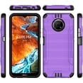 thumbnail image 4 of TJS Phone Case for Nokia G300 5G (N1374DL), Dual Layer Shockproof Brushed Armor Magnetic Metallic Phone Case Cover (Purple), 4 of 6