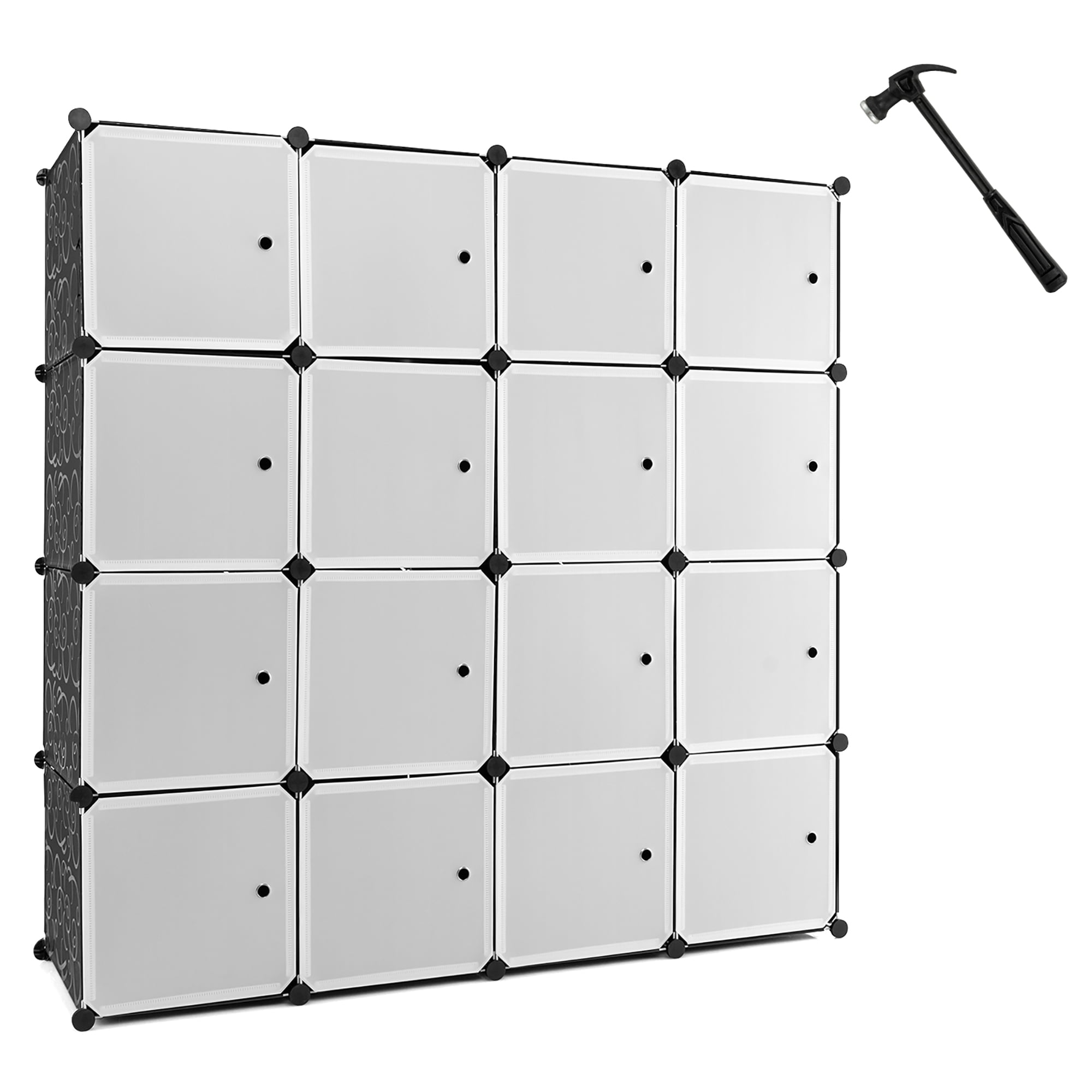 Costway 16-Cube Portable Closet Wardrobe Armoire Bedroom Dresser w/2 Hanging Rods