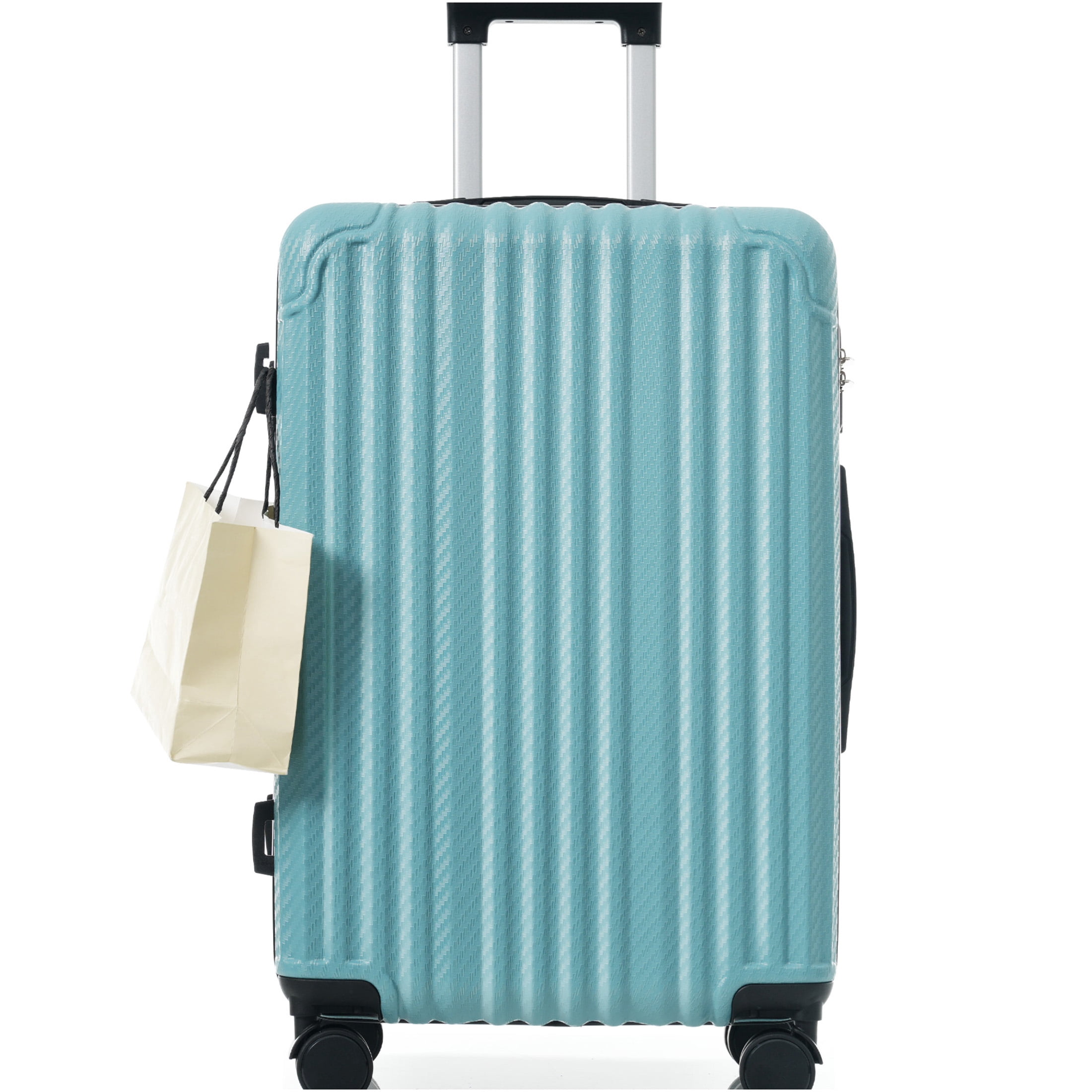 JERFIT 3-Piece Hardshell Luggage Set with TSA Lock, Spinner Wheels, Ice Blue ABS Suitcase for Carry On and Checked Bags