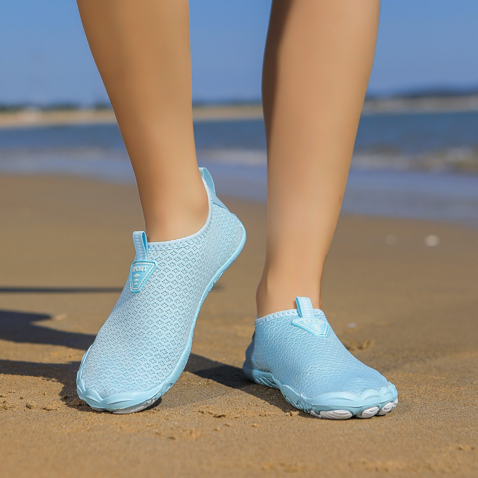 Mepaouo Womens Mens Water Swim Shoes Wide Toe Box Barefoot Beach Socks for Walking Hiking Diving