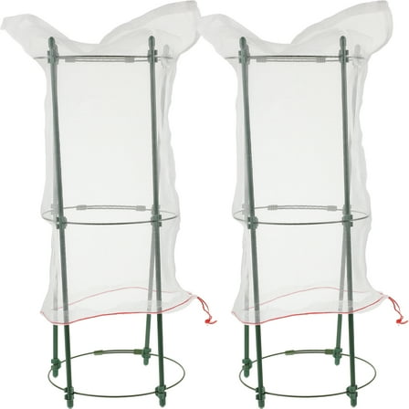 KONTONTY 2Sets Green Plant Cages Garden Tomato Stakes Vegetable Trellis with Mesh Bag