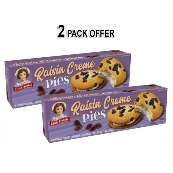 Little Debbie Raisin Crme Pies, 10.15 oz Per Box, 8 Count Per Box (2 Pack)