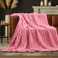 thumbnail image 2 of Amelie Home Faux Fur Throw Blanket – Soft Fluffy Striped Plush for Couch or Bed, 2 of 5