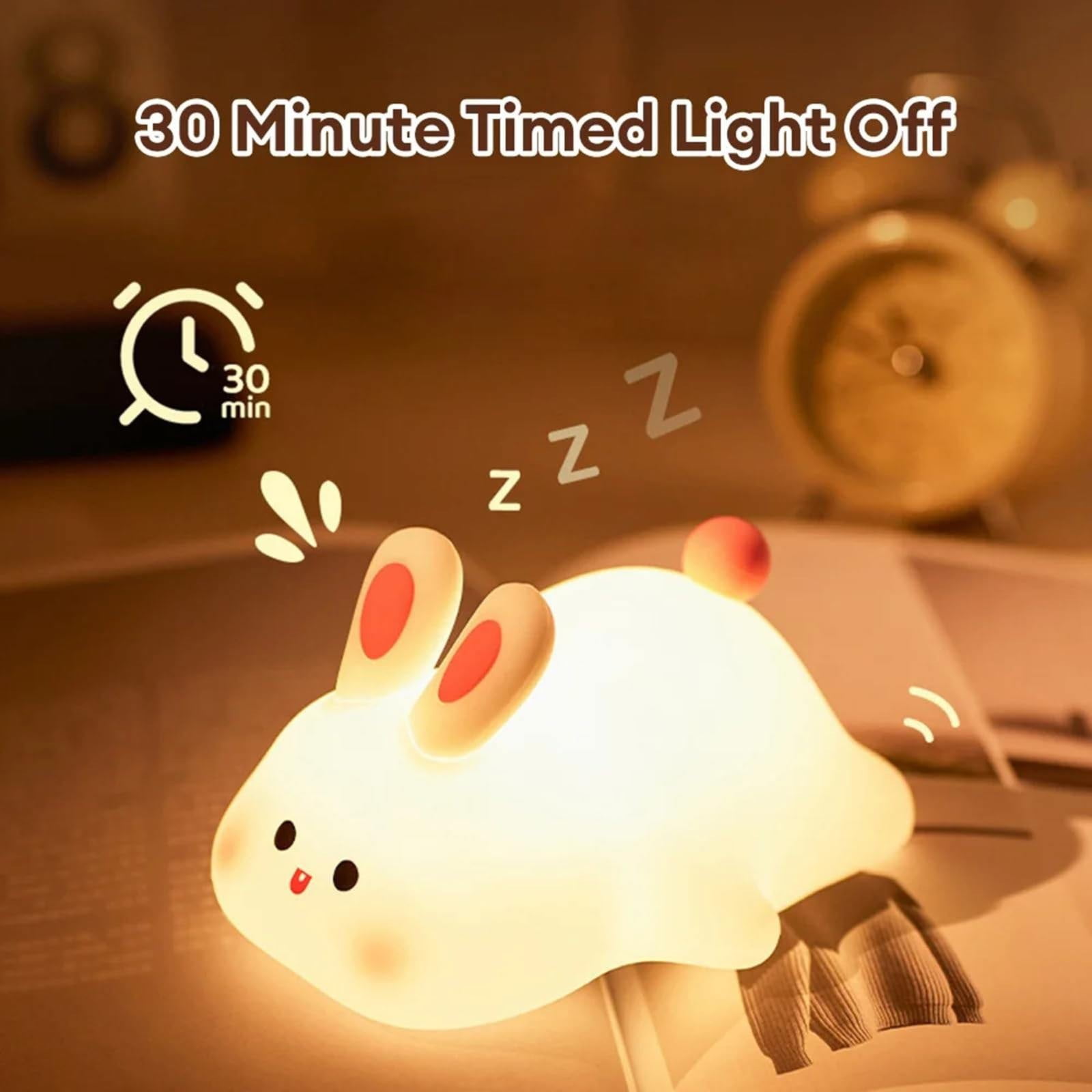Night Lights Rabbit Light 2024 New Cute Silicone Baby Animal Night Lamp Rabbit Night Light For Kids 3 Level Dimmable Nursery Bunny Nightlight Bedside Lamp For Breastfeeding White