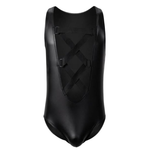 GDREDA sous-Vêtements Homme Mode Décontractée Col en Cuir Rétractable Combinaison Noire,G