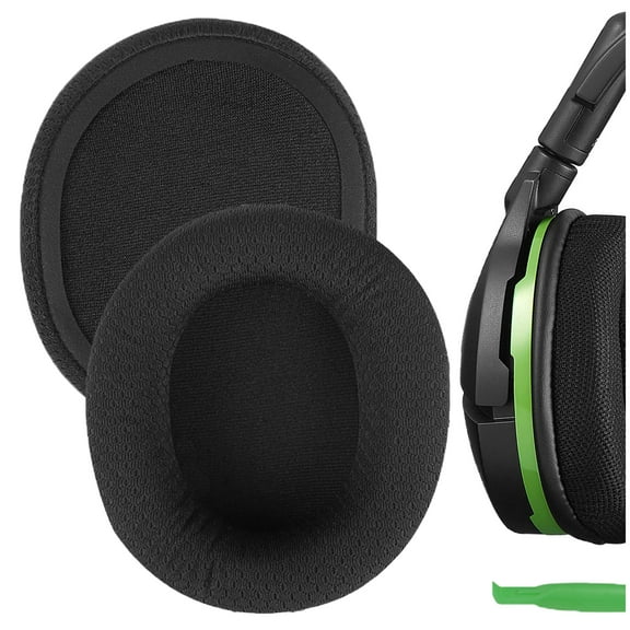 Geekria Comfort Mesh Fabric Replacement Ear Pads for Turtle Beach Stealth 600/ 500/ 400/ 300 Headphones Ear Cushions,    Repair Parts (Black)